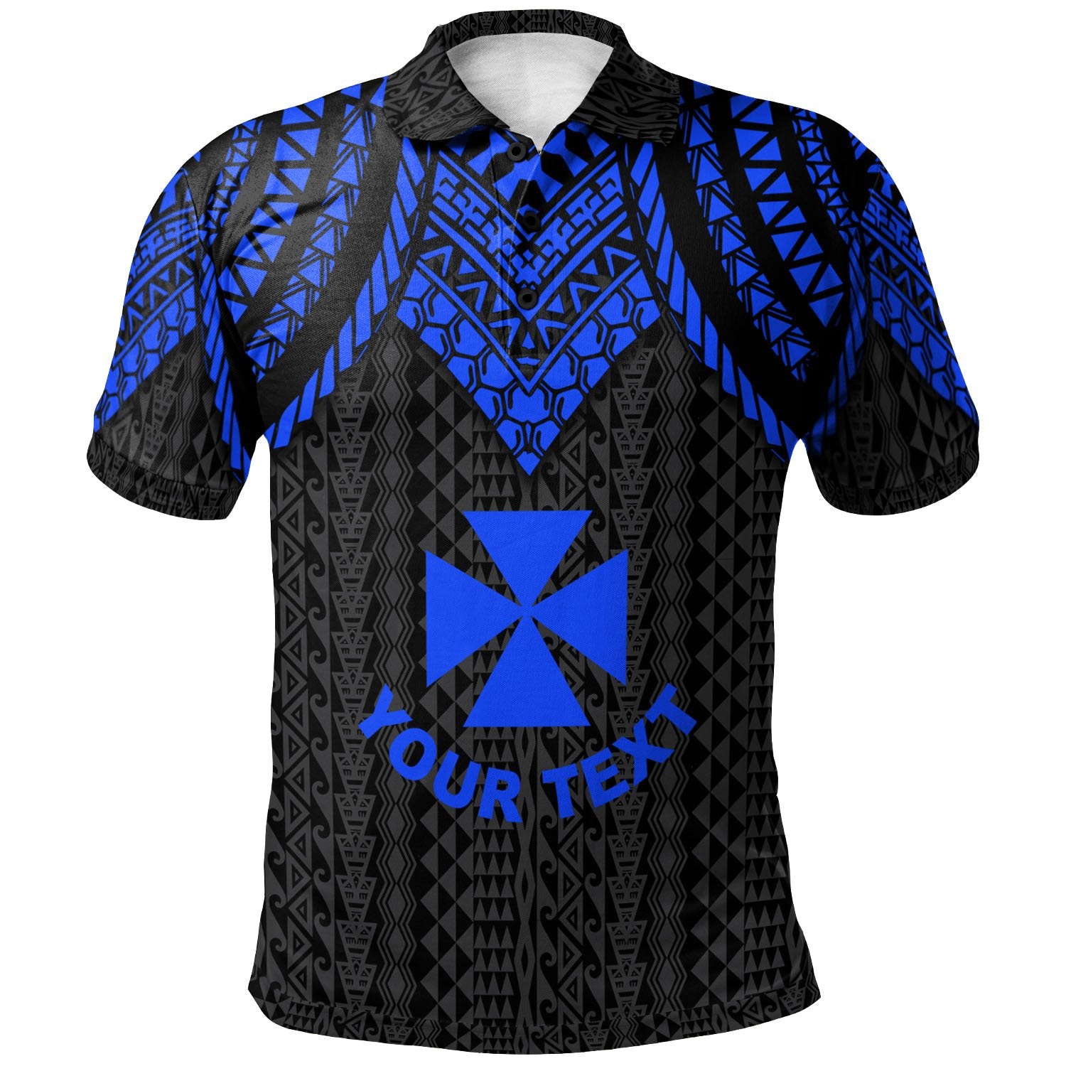 Wallis and Futuna Custom Polo Shirt Polynesian Armor Style Blue Unisex Blue - Polynesian Pride