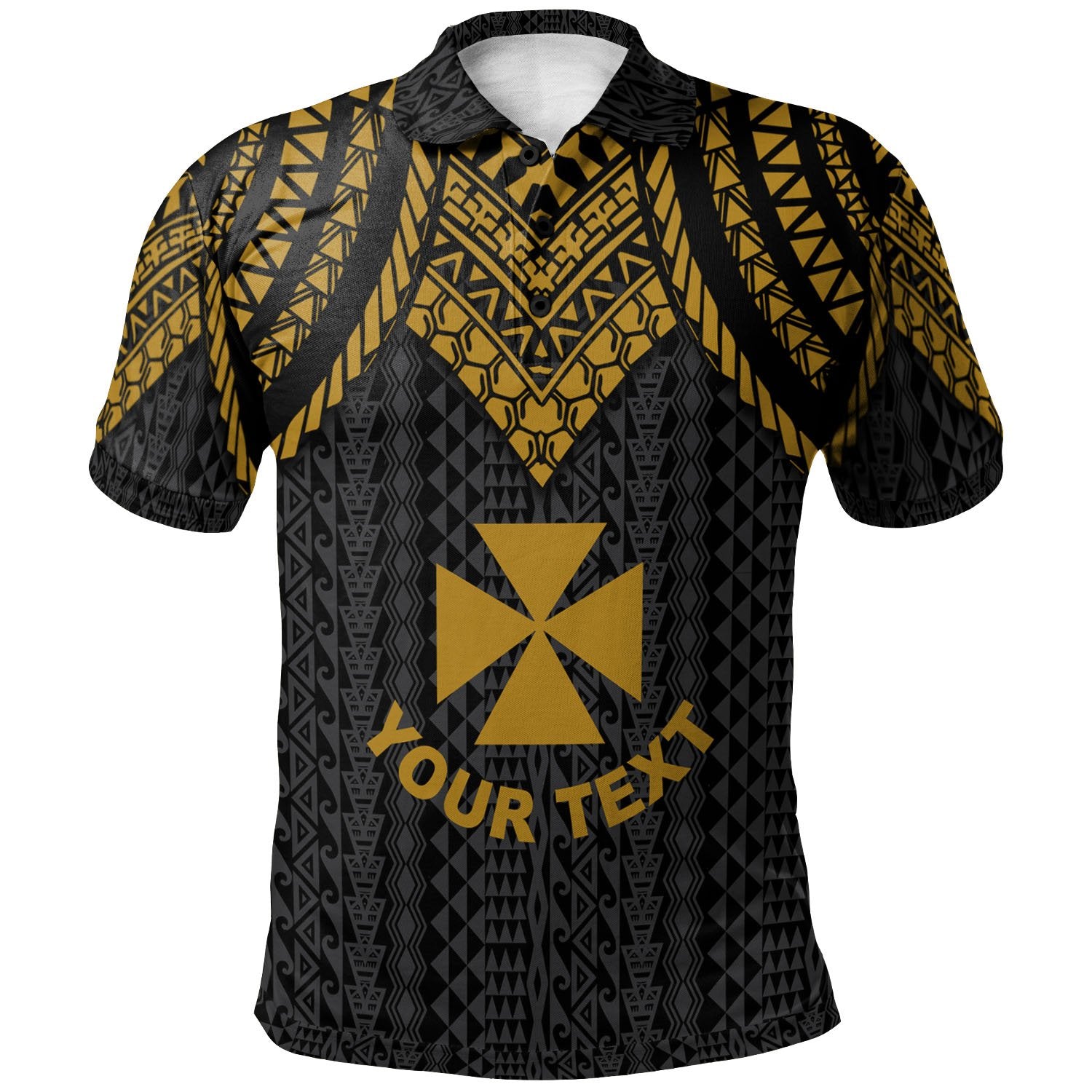 Wallis and Futuna Custom Polo Shirt Polynesian Armor Style Gold Unisex Gold - Polynesian Pride