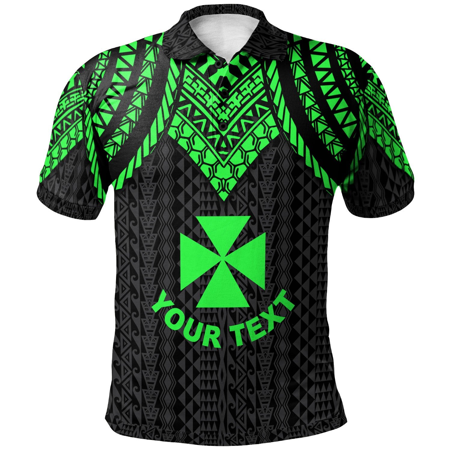 Wallis and Futuna Custom Polo Shirt Polynesian Armor Style Green Unisex Green - Polynesian Pride