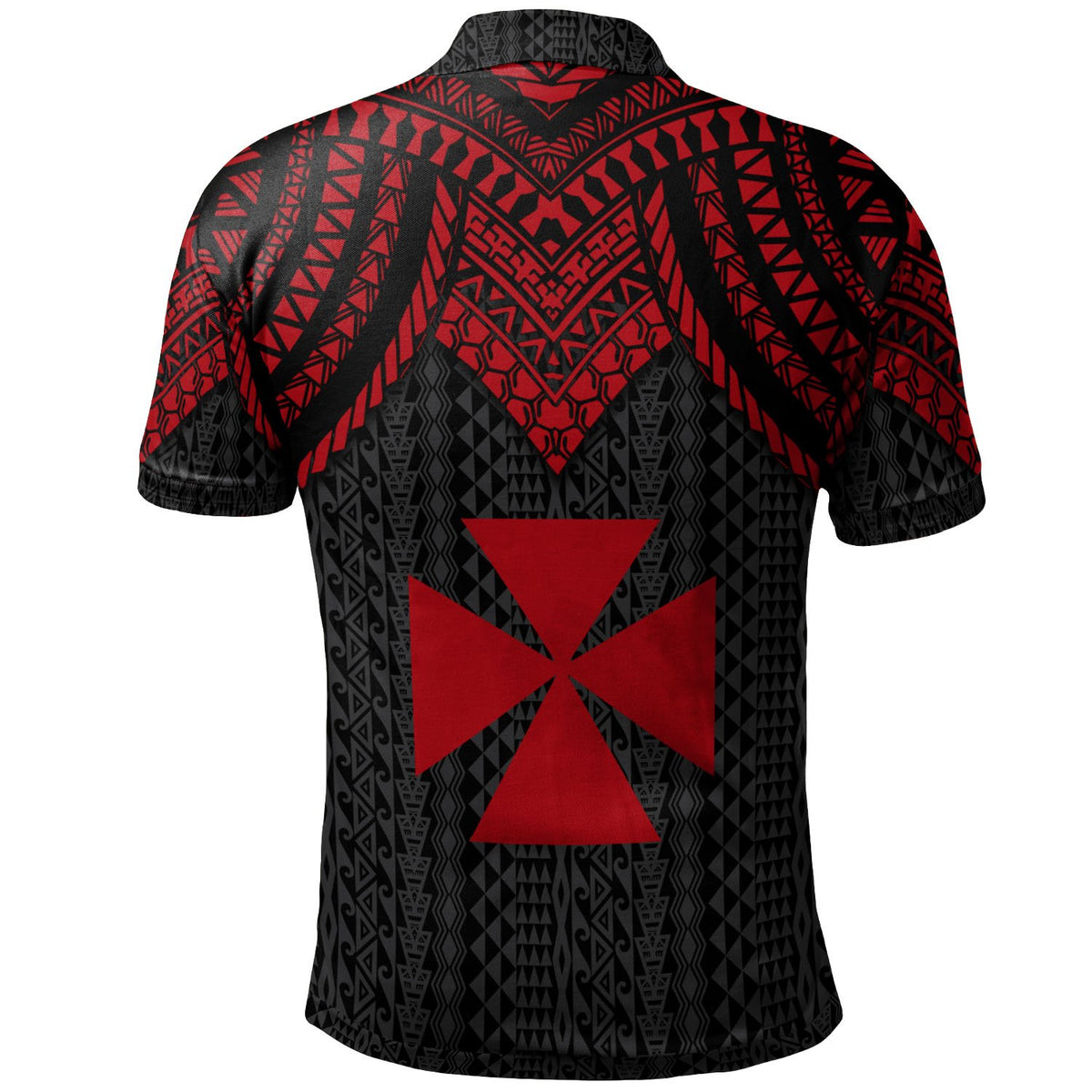 Wallis and Futuna Custom Polo Shirt Polynesian Armor Style Red - Polynesian Pride