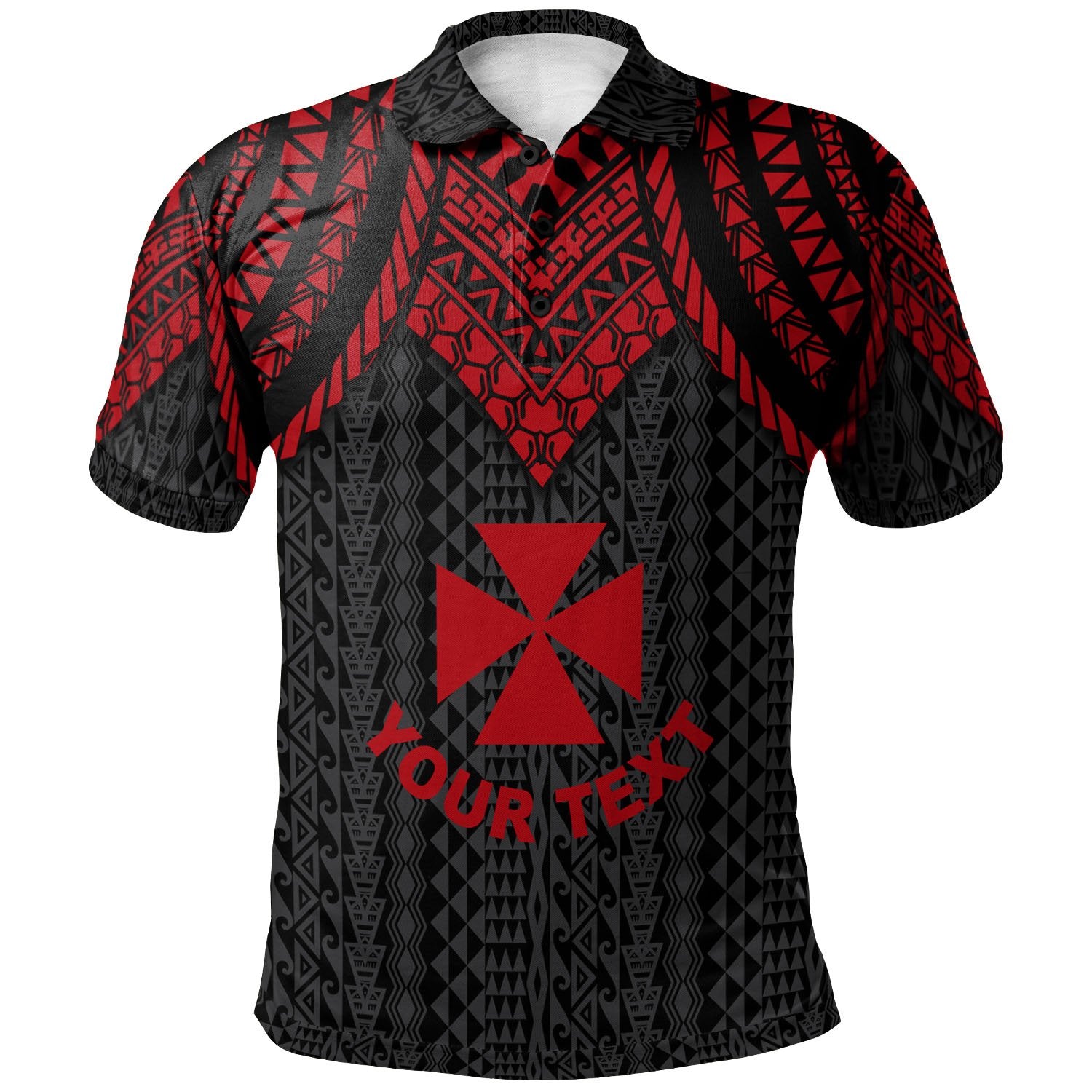 Wallis and Futuna Custom Polo Shirt Polynesian Armor Style Red Unisex Red - Polynesian Pride