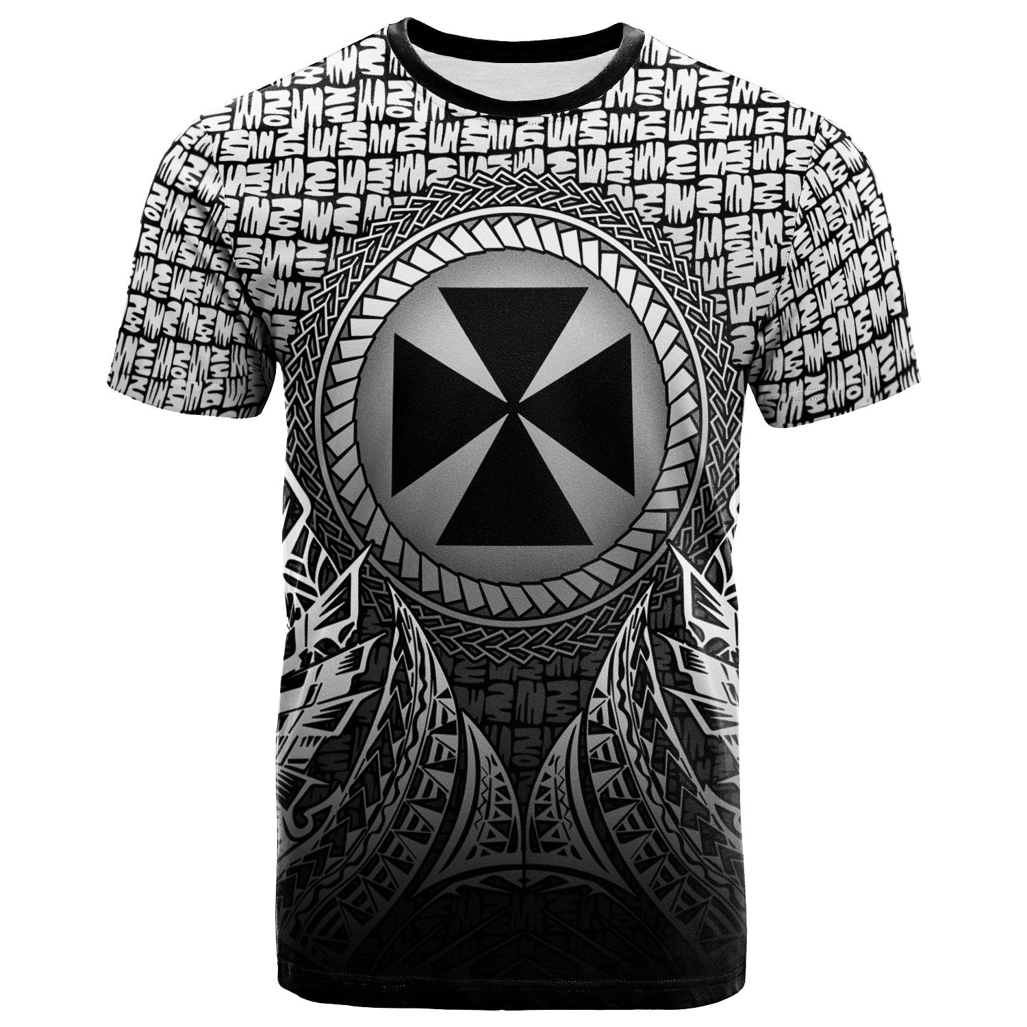 Wallis and Futuna T Shirt Circle Pattern Black Unisex Black - Polynesian Pride