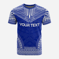 Wallis and Futuna Custom T Shirt Wallis and Futuna Coat of Arms Polynesian Chief Tattoo Blue Version - Polynesian Pride