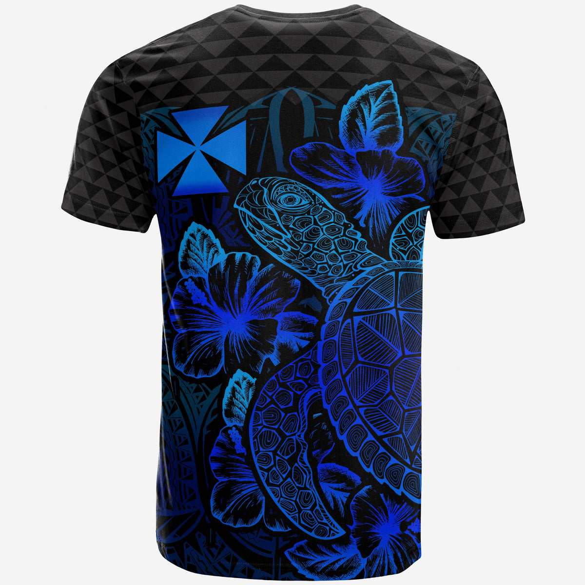 Wallis and Futuna T Shirt Wallis and Futuna Coat of Arms Turtle Hibiscus Blue - Polynesian Pride