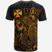 Wallis and Futuna T Shirt Wallis and Futuna Coat of Arms Turtle Hibiscus Gold - Polynesian Pride