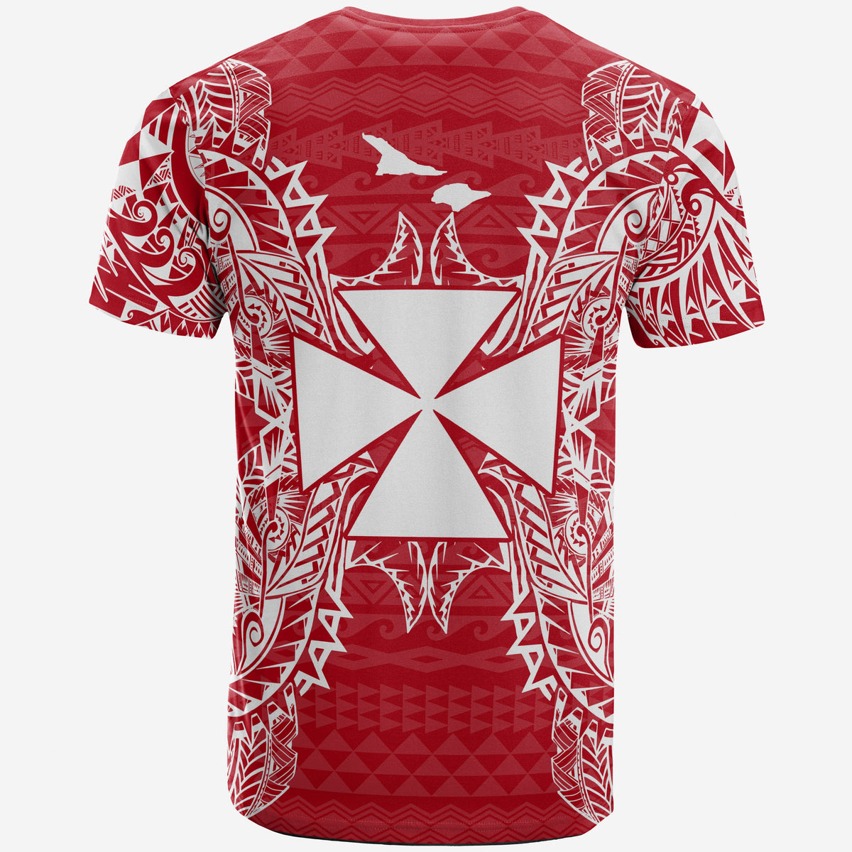 Wallis and Futuna T Shirt Wallis et Futuna Coat of Arms Map Polynesian Tattoo Red White - Polynesian Pride