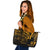 Wallis and Futuna Leather Tote - Gold Color Cross Style Black - Polynesian Pride