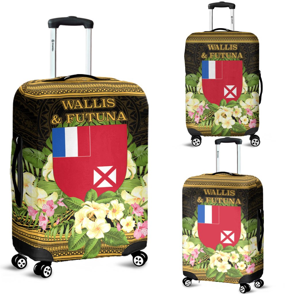 Wallis and Futuna Luggage Covers - Polynesian Gold Patterns Collection Black - Polynesian Pride