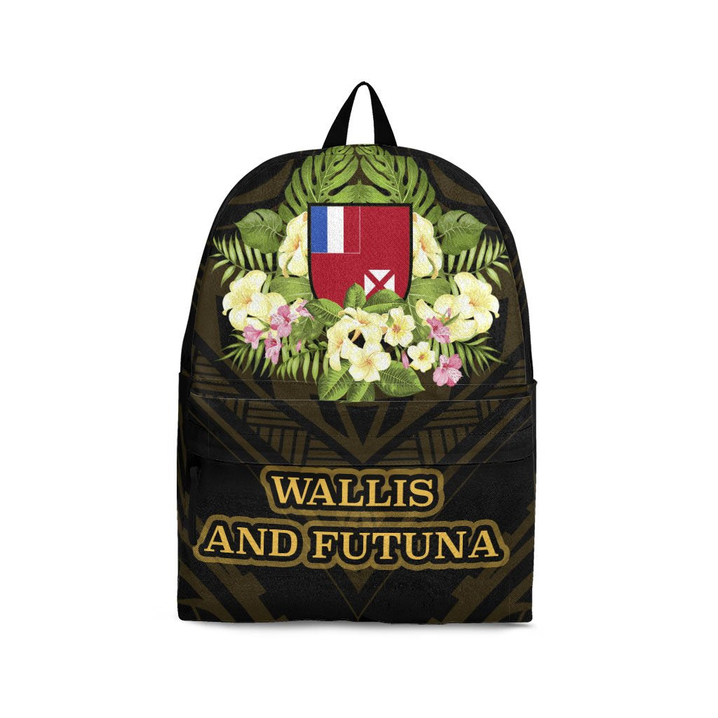 Wallis and Futuna Backpack - Polynesian Gold Patterns Collection Black - Polynesian Pride