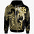 Wallis & Futuna Zip Hoodie Hammerhead Shark Tribal Pattern Unisex Gold - Polynesian Pride