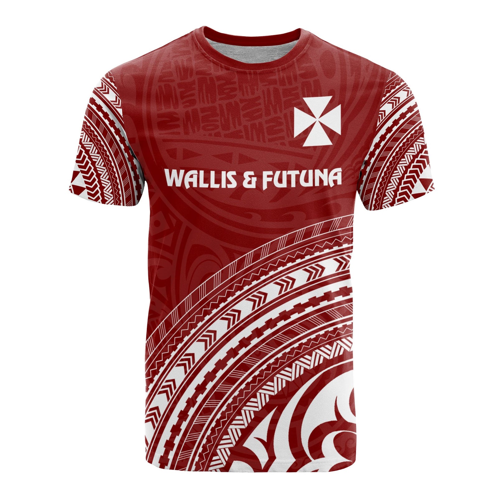 Wallis and Futuna All Over T Shirt Wallis and Futuna Coat of Arms Polynesian Tribal Red Version Unisex Red - Polynesian Pride