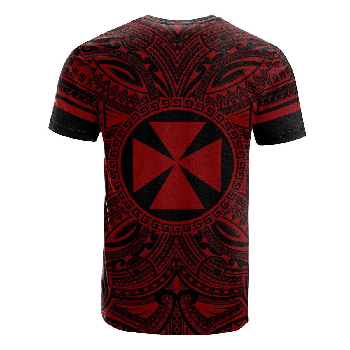 Wallis and Futuna T Shirt Wallis et Futuna Coat of Arms Polynesian Red Black - Polynesian Pride