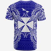 Wallis and Futuna T Shirt Wallis et Futuna Coat of Arms Map Polynesian Tattoo Blue - Polynesian Pride