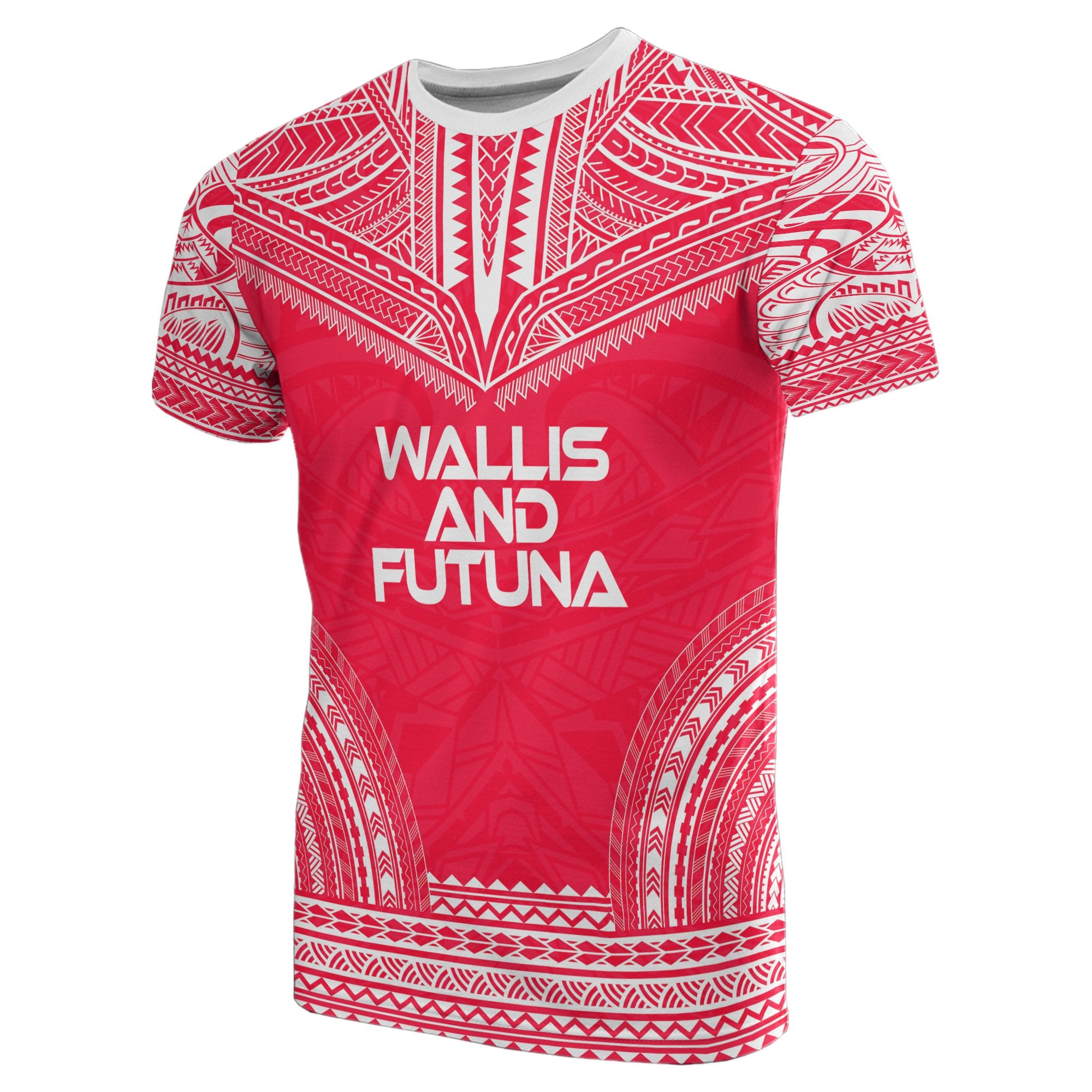 Wallis and Futuna All Over T Shirt Wallis and Futuna Coat of Arms Polynesian Tattoo Style Red Version Unisex Red - Polynesian Pride