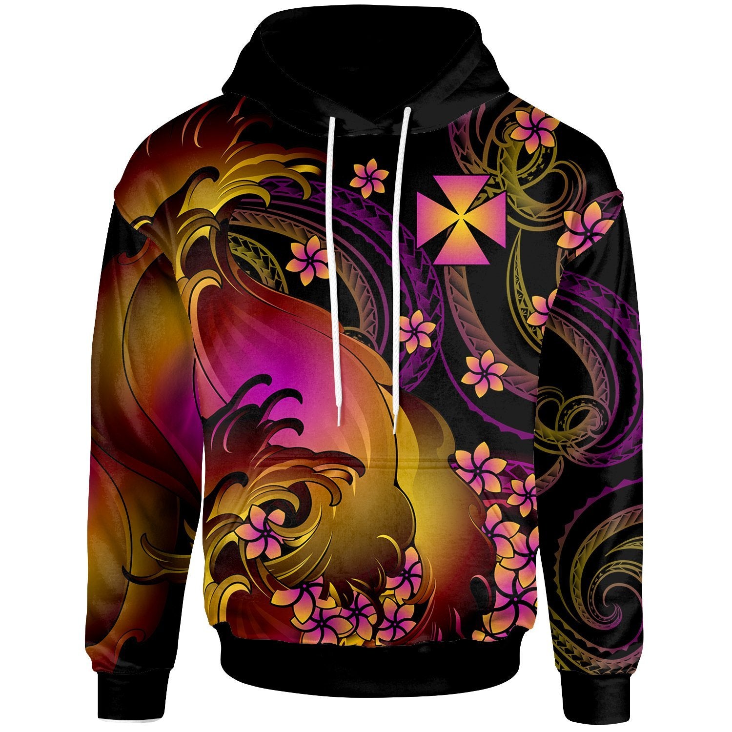 Wallis and Futuna Hoodie Wallis and Futuna in wave Unisex Black - Polynesian Pride