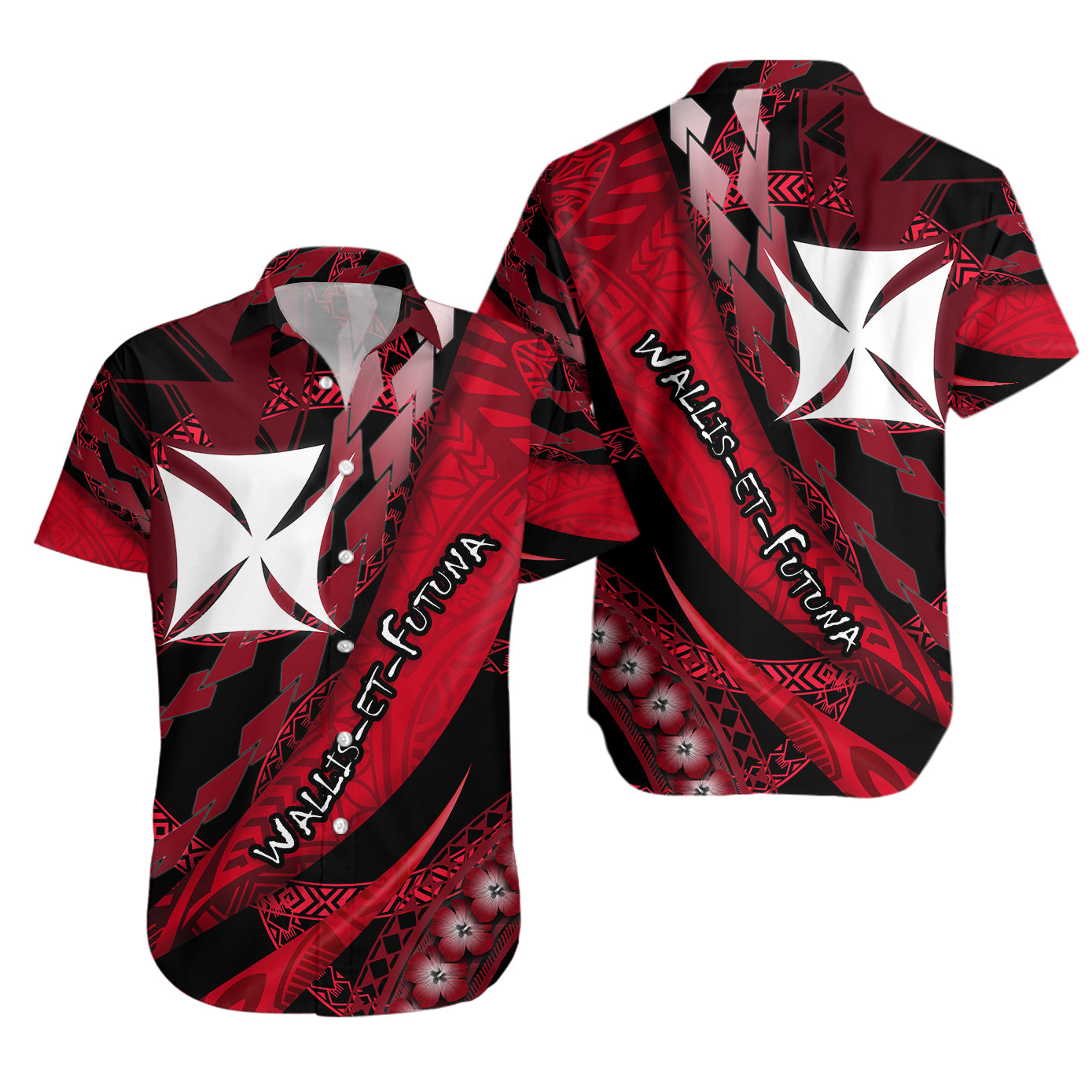 Wallis et Futuna Hawaiian Shirt Artsy Style - Black LT9 Unisex Black - Polynesian Pride