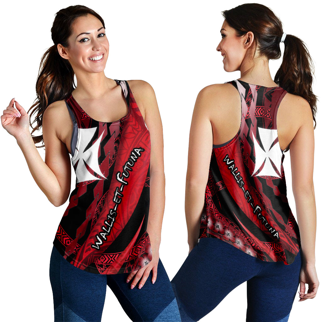 Wallis et Futuna Women Racerback Tank Artsy Style - Black LT9 - Polynesian Pride