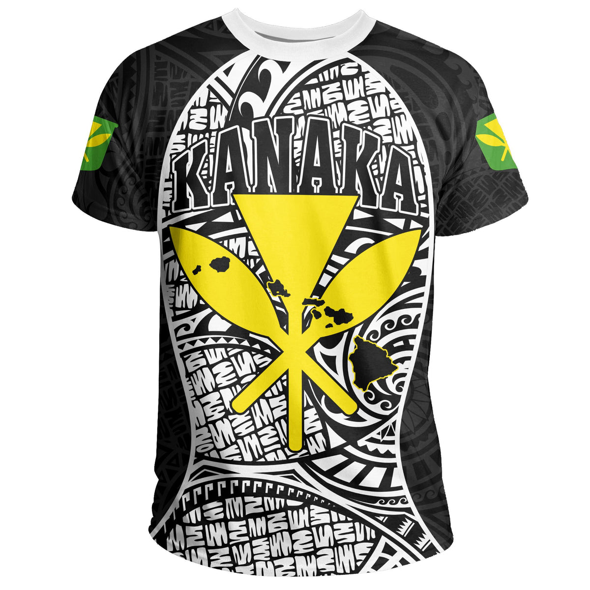 Hawaii Kanaka Map Polynesian T Shirt White Gel Style - Polynesian Pride