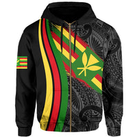 Hawaii Polynesian Kanaka Flag Hoodie Zip White Ten Style - Polynesian Pride
