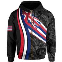Hawaii Flag Polynesian Hoodie Zip Ten Style - Polynesian Pride