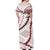 Tonga Emancipation Day Women Off Shoulder Long Dress - Kupesi Pattern No.2 White LT9 - Polynesian Pride