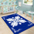 Hawaiian Quilt Maui Plant And Hibiscus Pattern Area Rug - White Blue - AH - Polynesian Pride