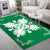 Hawaiian Quilt Maui Plant And Hibiscus Pattern Area Rug - White Green - AH - Polynesian Pride