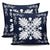 Hawaiian Quilt Maui Plant And Hibiscus Pattern Pillow Covers - White Indigo - AH - Polynesian Pride