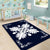 Hawaiian Quilt Maui Plant And Hibiscus Pattern Area Rug - White Indigo - AH - Polynesian Pride