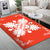 Hawaiian Quilt Maui Plant And Hibiscus Pattern Area Rug - White Orange - AH - Polynesian Pride