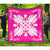 Hawaiian Quilt Maui Plant And Hibiscus Premium Quilt - White Pink - AH White - Polynesian Pride