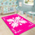 Hawaiian Quilt Maui Plant And Hibiscus Pattern Area Rug - White Pink - AH - Polynesian Pride