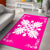 Hawaiian Quilt Maui Plant And Hibiscus Pattern Area Rug - White Pink - AH - Polynesian Pride