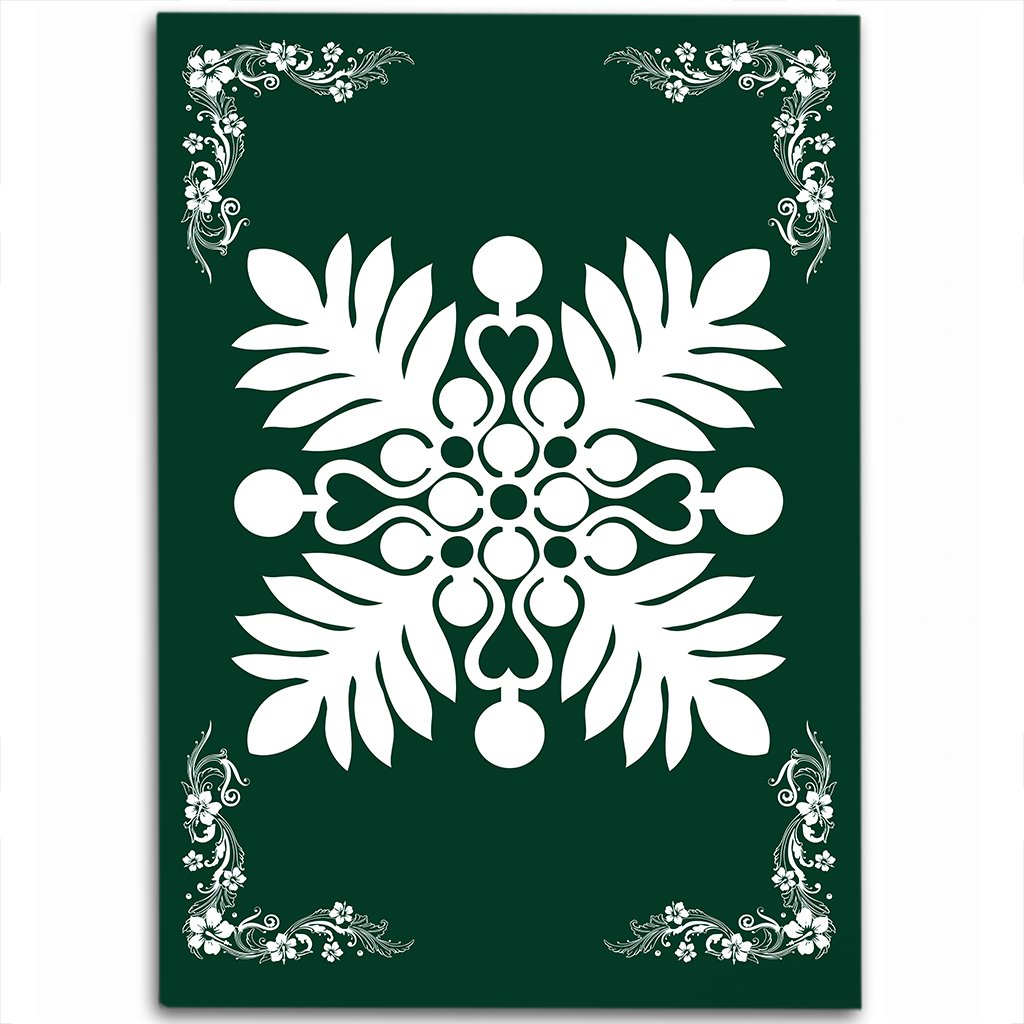 Hawaiian Quilt Maui Plant And Hibiscus Pattern Area Rug - White Sacramento - AH White - Polynesian Pride