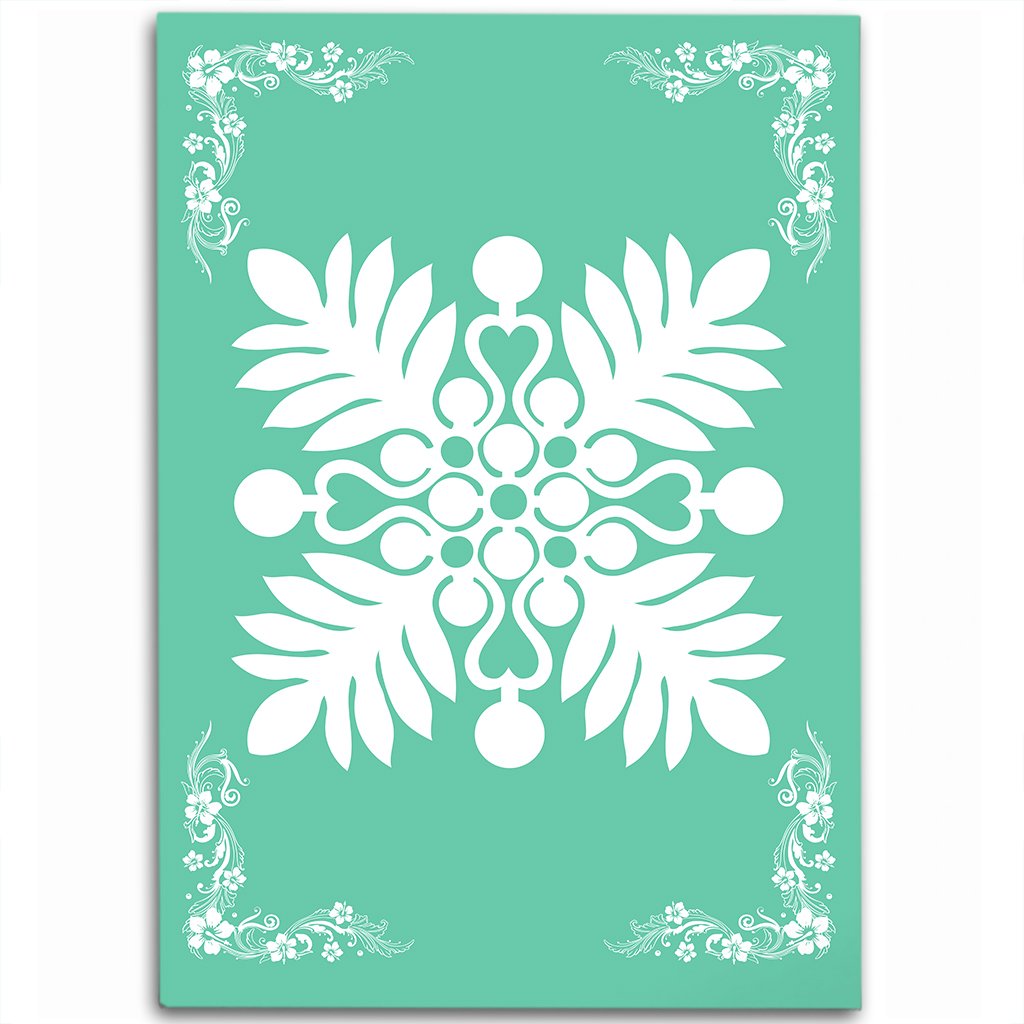 Hawaiian Quilt Maui Plant And Hibiscus Pattern Area Rug - White Seafoarm - AH White - Polynesian Pride