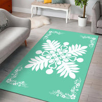 Hawaiian Quilt Maui Plant And Hibiscus Pattern Area Rug - White Seafoarm - AH - Polynesian Pride