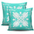 Hawaiian Quilt Maui Plant And Hibiscus Pattern Pillow Covers - White Turquoise - AH - Polynesian Pride