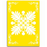 Hawaiian Quilt Maui Plant And Hibiscus Pattern Area Rug - White Yellow - AH White - Polynesian Pride