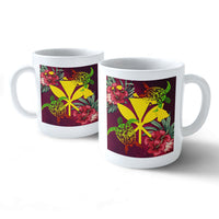 Kanaka Map Turtle Hibiscus Mug - Red Velvet - AH Mug 11oz White - Polynesian Pride