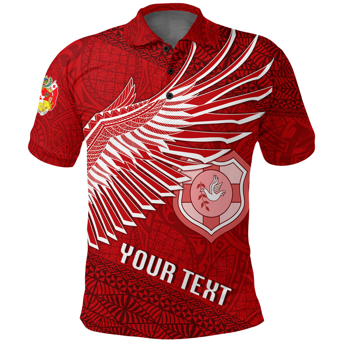 Custom Tonga Rugby Polo Shirt Ikale Tahi Soaring Wings LT7 Unisex Red - Polynesian Pride