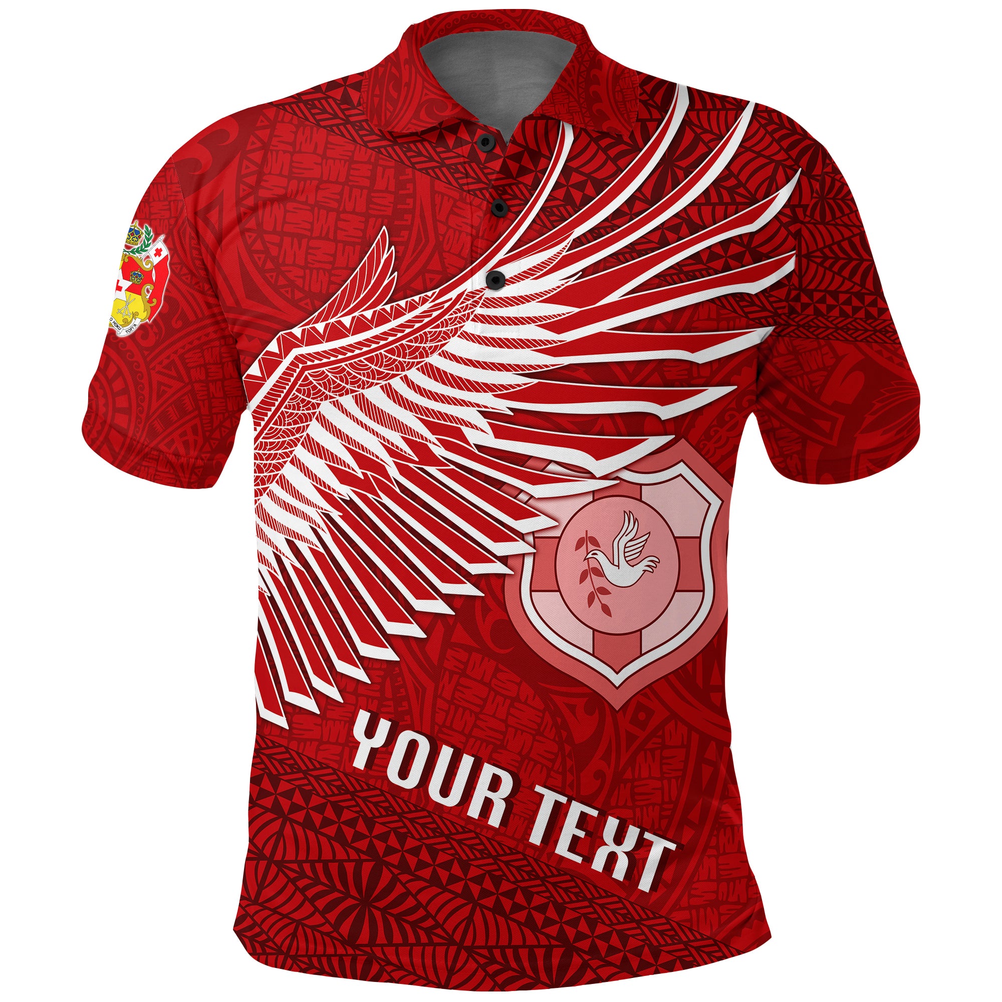 Custom Tonga Rugby Polo Shirt Ikale Tahi Soaring Wings LT7 Unisex Red - Polynesian Pride