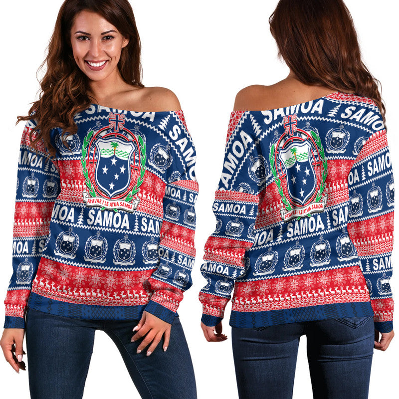 Samoa Christmas Women Off Shoulder Sweater 2022 LT6 Women - Polynesian Pride