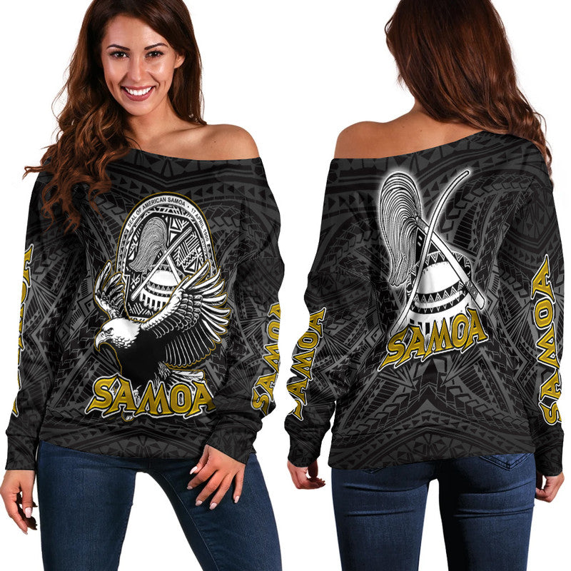 Seal of American Samoa Women Off Shoulder Sweater LT6 - Polynesian Pride