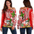 Hawaii Mele Kalikimaka Santa Claus Beach Women Off Shoulder Sweater LT6 - Polynesian Pride