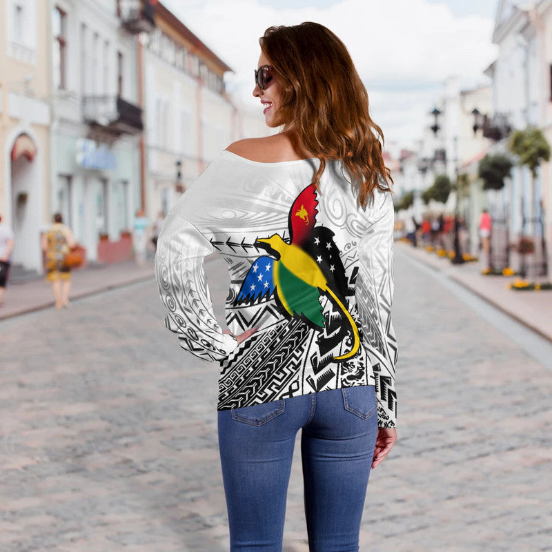 Papua New Guinea And Solomon Islands Off Shoulder Sweater LT6 - Polynesian Pride