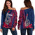 Guam Fish Hook Off Shoulder Sweater Flag Color Style LT6 - Polynesian Pride