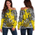 Niue Uga Off Shoulder Sweater Tribal Patterns Yellow Style LT6 - Polynesian Pride