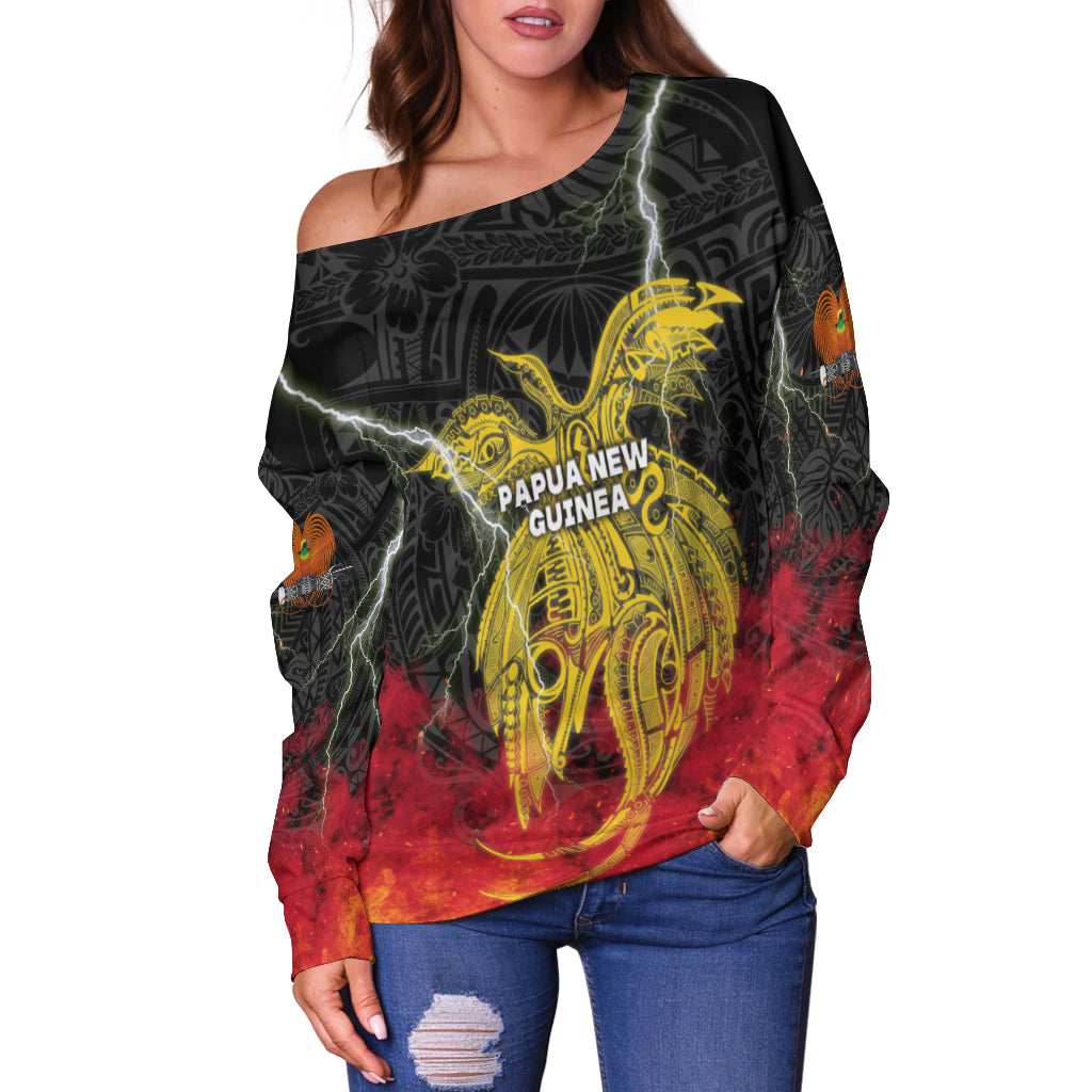 Papua New Guinea Off Shoulder Sweater Independence Day Special Style LT16 - Polynesian Pride