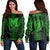 Molokai Island Polynesian Women's Off Shoulder Sweater - Comely Style - AH Green - Polynesian Pride