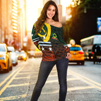 (Custom Personalised) Penama Province Wome's Off Shoulder Sweater Polynesian Patterns Mix Sand Drawing LT6 - Polynesian Pride